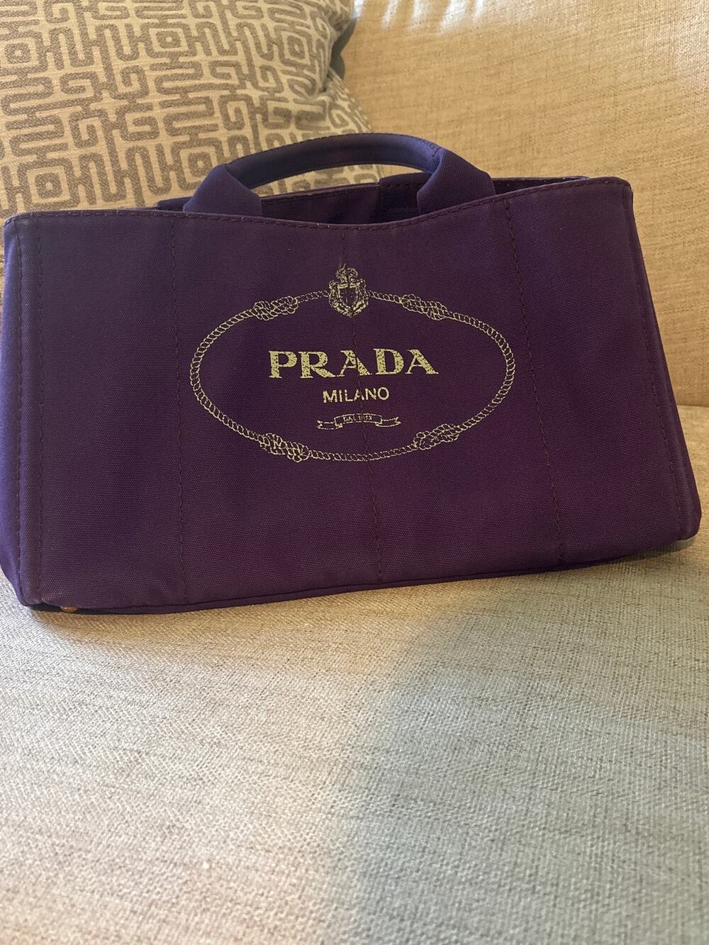 Large Prada Canapa Logo Tote in purple